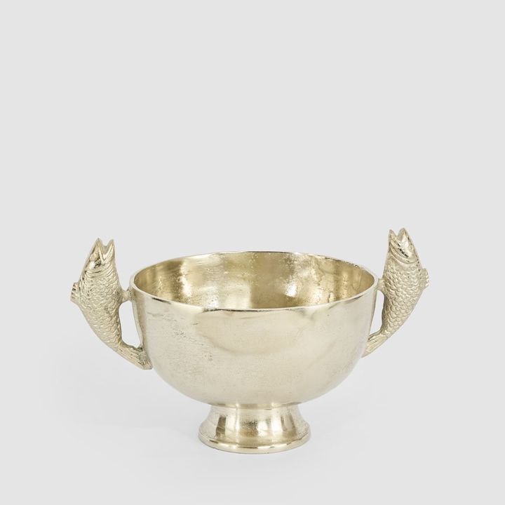 Fish Footed Metal Bowl Large Pewter