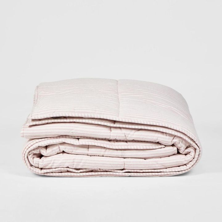 Ticking Throw Quilt 240x240 Pink