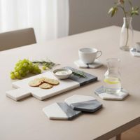 Graze Marble Coaster Hexagon White & Grey