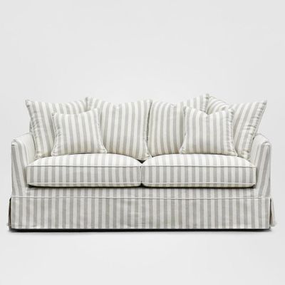 Noosa Hamptons 3 Seat Queen Sofa Bed Natural Stripe