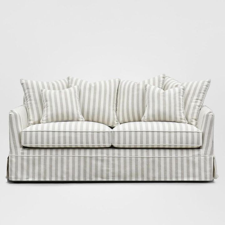 Noosa Hamptons 3 Seat Queen Sofa Bed Natural Stripe