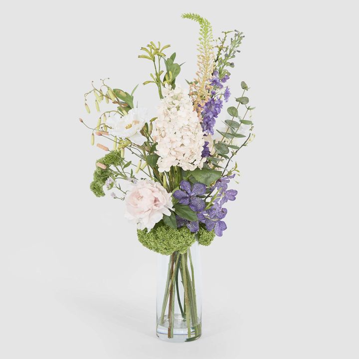 Hydrangea Delphinium Mixed Arrangement in Vase 110cm