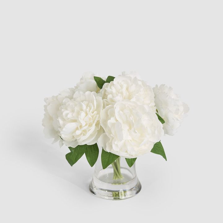 Peonies in Water Vase White