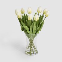Real Touch Tulip Floral Arrangement in Water Vase White