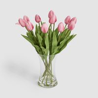 Real Touch Tulip Floral Arrangement in Water Vase Pink
