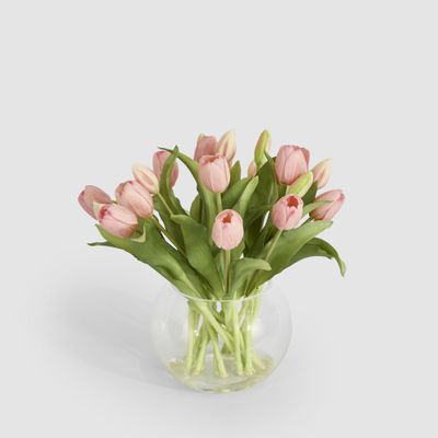 Real Touch Tulip In Water Vase Pink