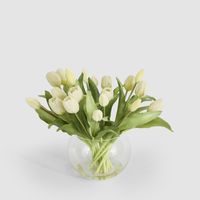 Real Touch Tulip In Water Vase White