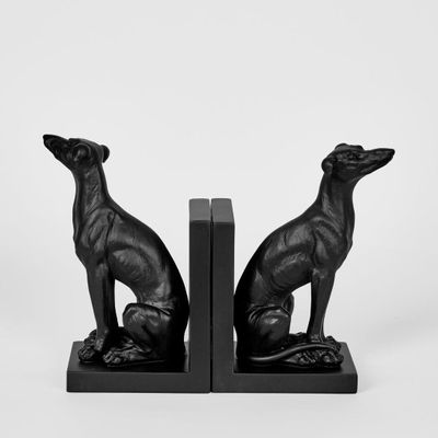 Lino Dog Bookends Black
