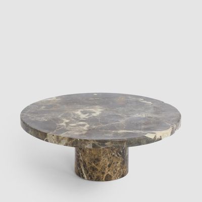 Oro Cake Stand Dark Emperador Marble