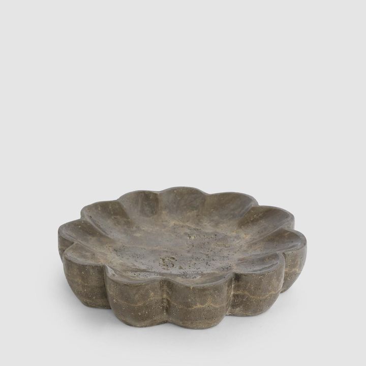 Arco Flower Bowl Titanium Travertine