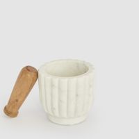 Roma Scalloped Mortar & Pestle Marble & Wood