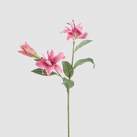 Tiger Lily Spray W/2 Flowers & 1 Bud 71cm Hot Pink