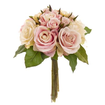 Rose Bouquet Fresh 28cm Pink & Cream