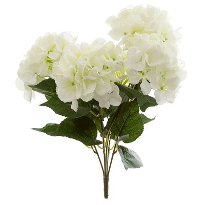 Hydrangea Bundle with Leaves 55cm White