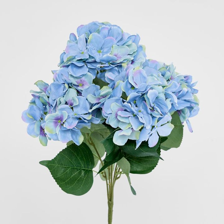 Hydrangea Bundle with Leaves 55cm Blue