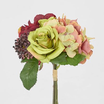Rose Hydrangea Bouquet 28cm Pink & Green