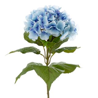Hydrangea with Leaf 65cm Light Blue