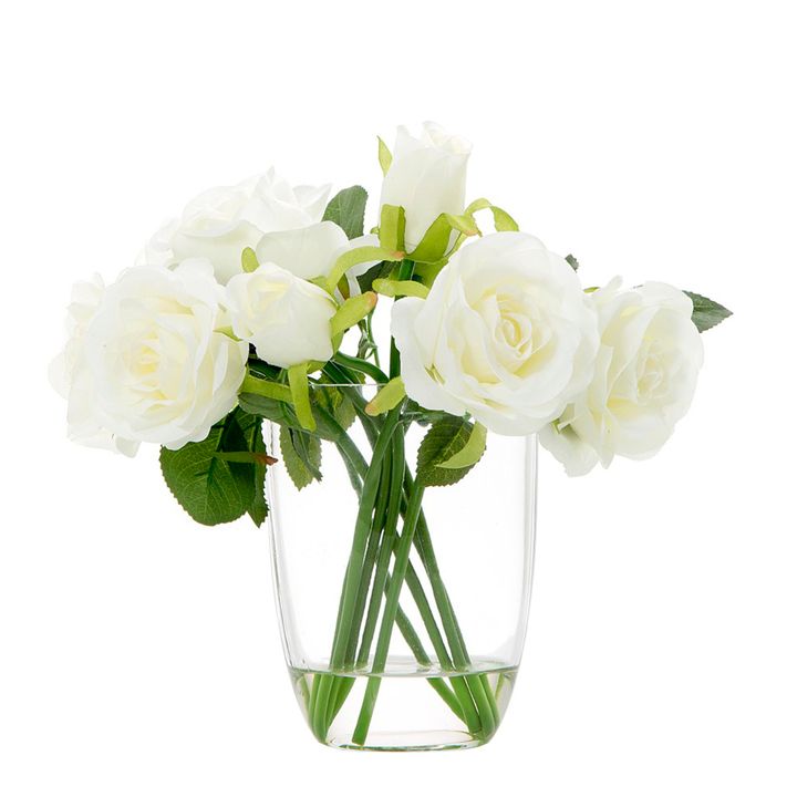 Rose Bouquet in Water Cream/White