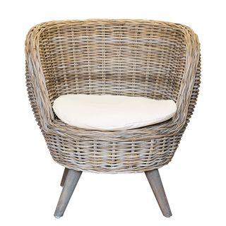 Round Bucket Wicker Chair with Cushion