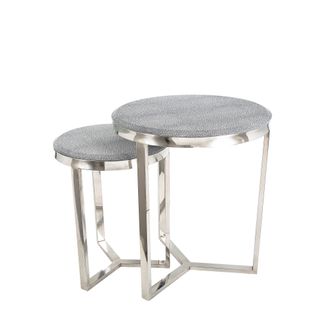 Alor Shagreen Round Tables Set of 2 Grey