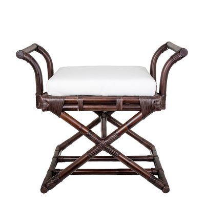 Bahamas Cross Leg Stool Brown with Cushion