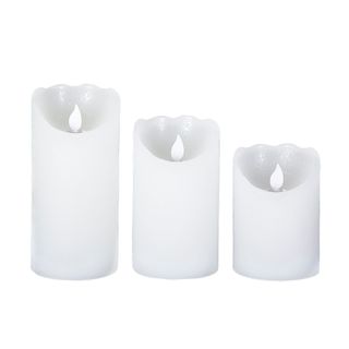 Battery Operated Wax Candle White Light Set of 3