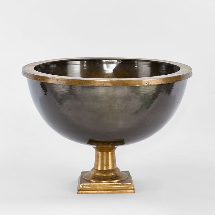 Round Footed  Ice Bucket Antique Brass