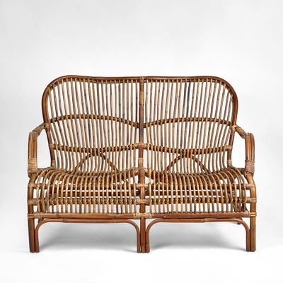 Seville Rattan Two Seater Antique  Armchair