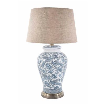 Aviary Ceramic Table Lamp Base Blue and White