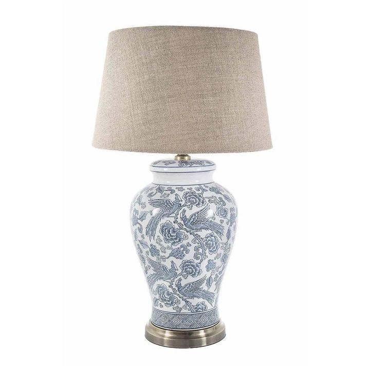 Aviary Ceramic Table Lamp Base Blue and White- Base Only
