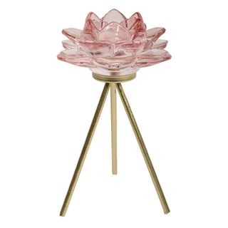 Rose Tealight Holder on Stand Tall Pink