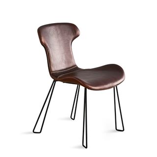 Yonkers Chair - Tan/Black - Waxed Leather Upholstered Chair