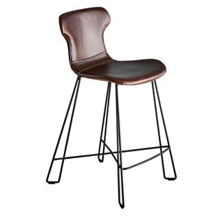 Yonkers Kitchen Counter Stool Tan and Black Waxed Leather