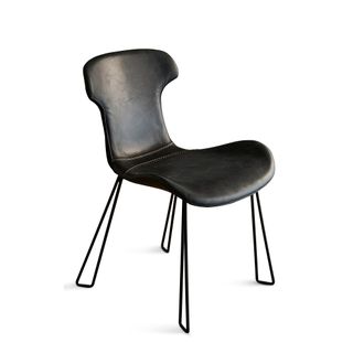 Yonkers Chair - Slate Black/Black - Waxed Leather Upholstered Chair