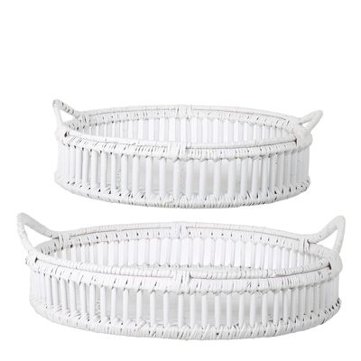 Trays Rattan Set of 2 Bahama White