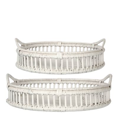 Trays Rattan Set of 2 Bahama White