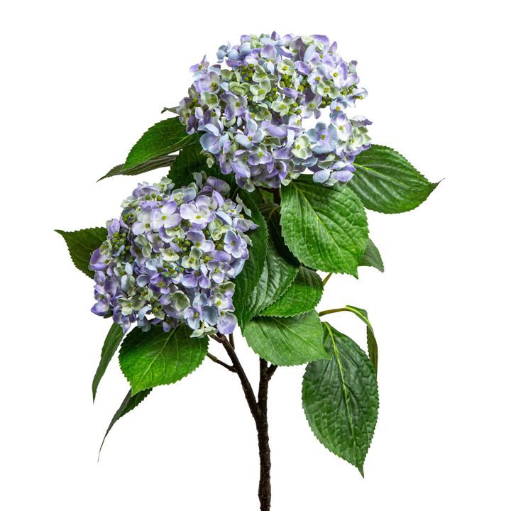 Hydrangea with Leaves 90cm Blue
