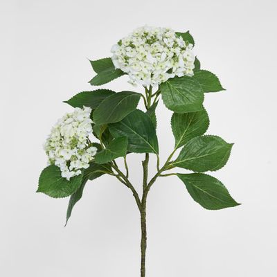 Hydrangea with Leaves 90cm White