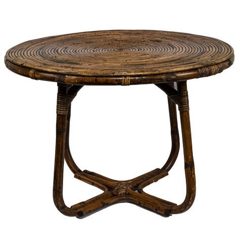 Lilo Table Round Rattan Antique