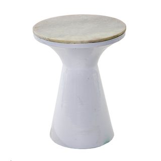 Karela Round Table with Marble Top White