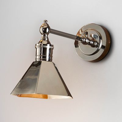 Mayfair Wall Light with Metal Shade Shiny Nickel