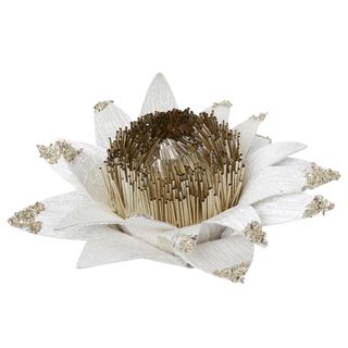 Felt Waratah Flower Clip White Gold
