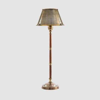 Delaware Table Lamp Antique Brass and Dar Wood