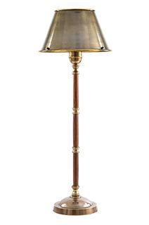 Delaware Table Lamp Antique Brass and Dar Wood