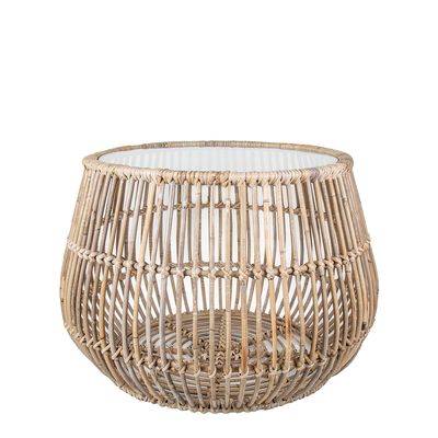 Haiti Round Basket Table Glass - Outdoor Under-Cover