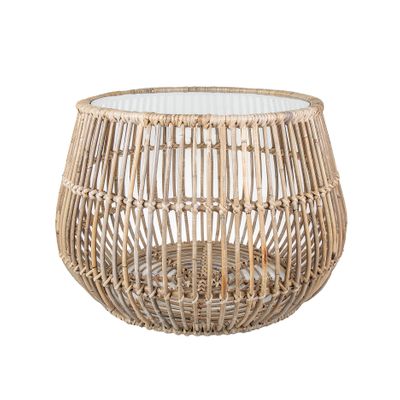 Haiti Round Basket Table Glass - Outdoor Under-Cover