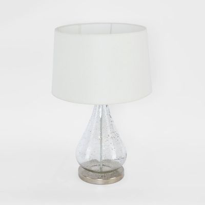 Lustre Teardrop Table - Clear - Stone Effect Glass Teardrop Table Lamp