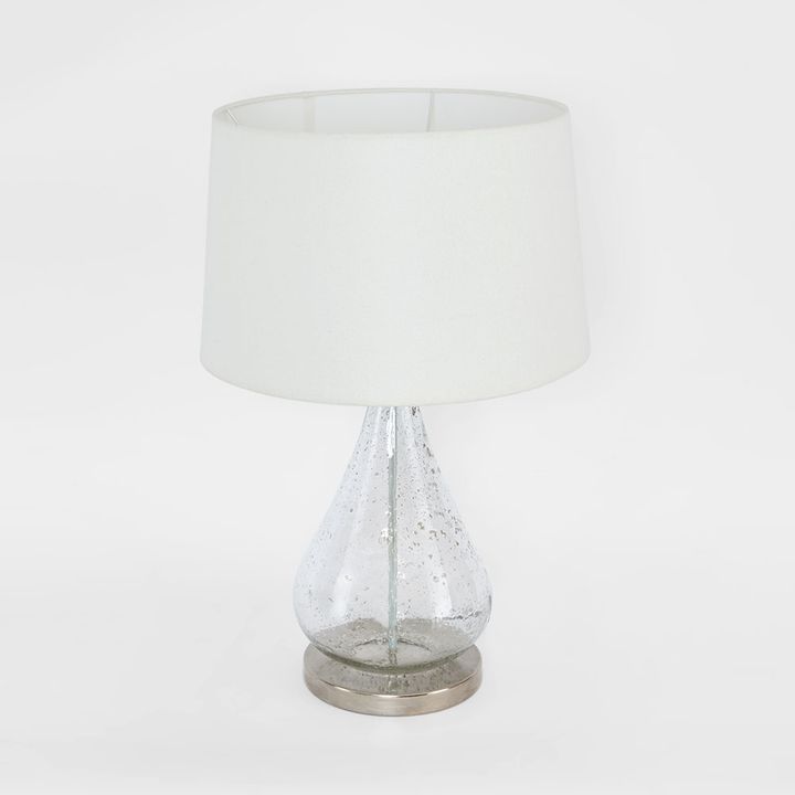Lustre Teardrop Table - Clear - Stone Effect Glass Teardrop Table Lamp