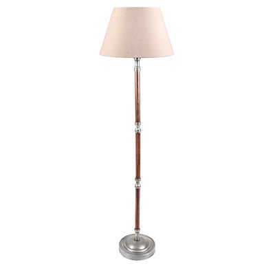 Brunswick Floor Lamp Base Silver with Timber