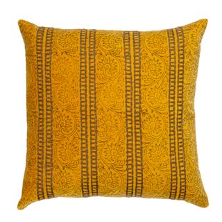 Raj Velvet Cushion Yellow